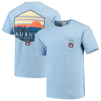 Men's Blue Auburn Tigers Landscape Shield Comfort Colors Pocket T-Shirt