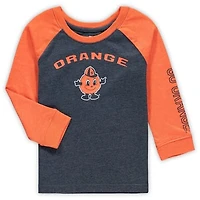 Toddler Colosseum Heathered Navy Syracuse Orange Long Sleeve Raglan T-Shirt