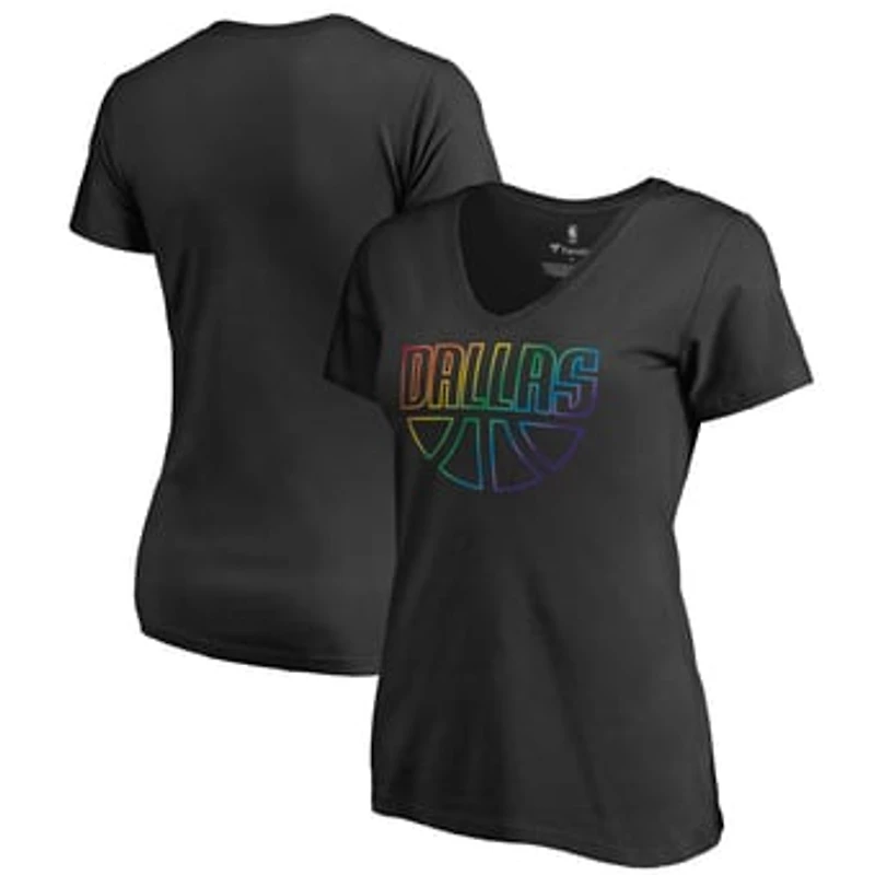 Women's Black Dallas Mavericks Team Pride Wordmark V-Neck T-Shirt