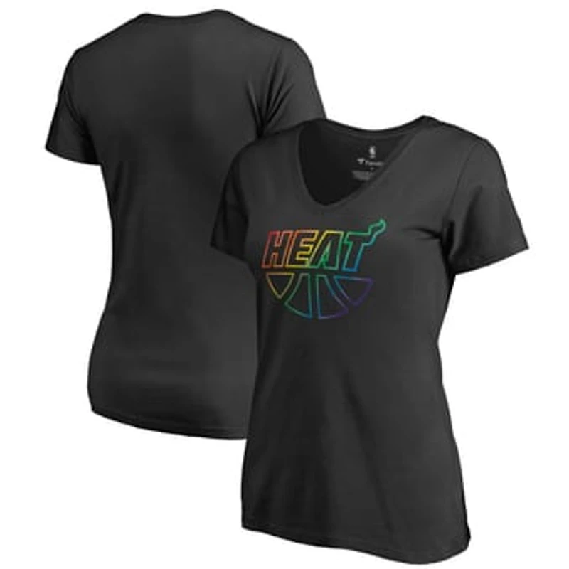 Women's Black Miami Heat Team Pride Wordmark V-Neck T-Shirt