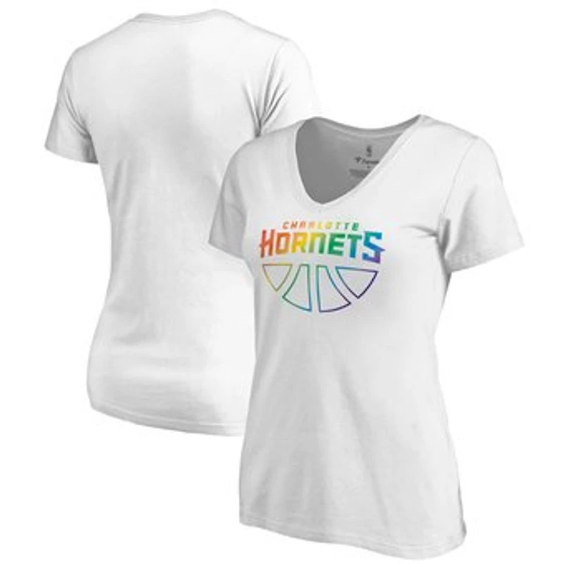 Women's White Charlotte Hornets Team Pride Wordmark V-Neck T-Shirt