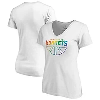Women's White Charlotte Hornets Team Pride Wordmark V-Neck T-Shirt