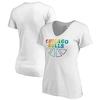 Women's White Chicago Bulls Team Pride Wordmark V-Neck T-Shirt