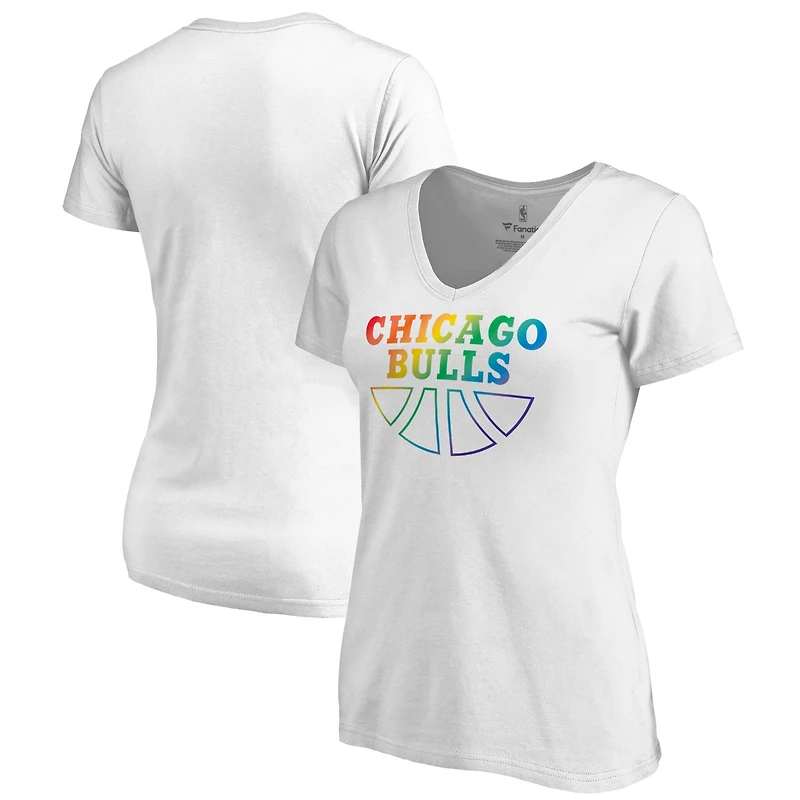 Women's White Chicago Bulls Team Pride Wordmark V-Neck T-Shirt