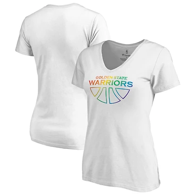 Women's White Golden State Warriors Team Pride Wordmark V-Neck T-Shirt