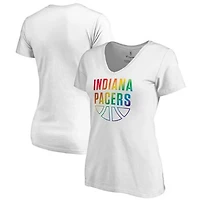 Women's White Indiana Pacers Team Pride Wordmark V-Neck T-Shirt