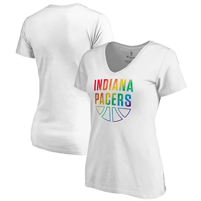 Women's White Indiana Pacers Team Pride Wordmark V-Neck T-Shirt