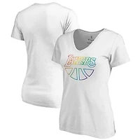 Women's White Los Angeles Lakers Team Pride Wordmark V-Neck T-Shirt