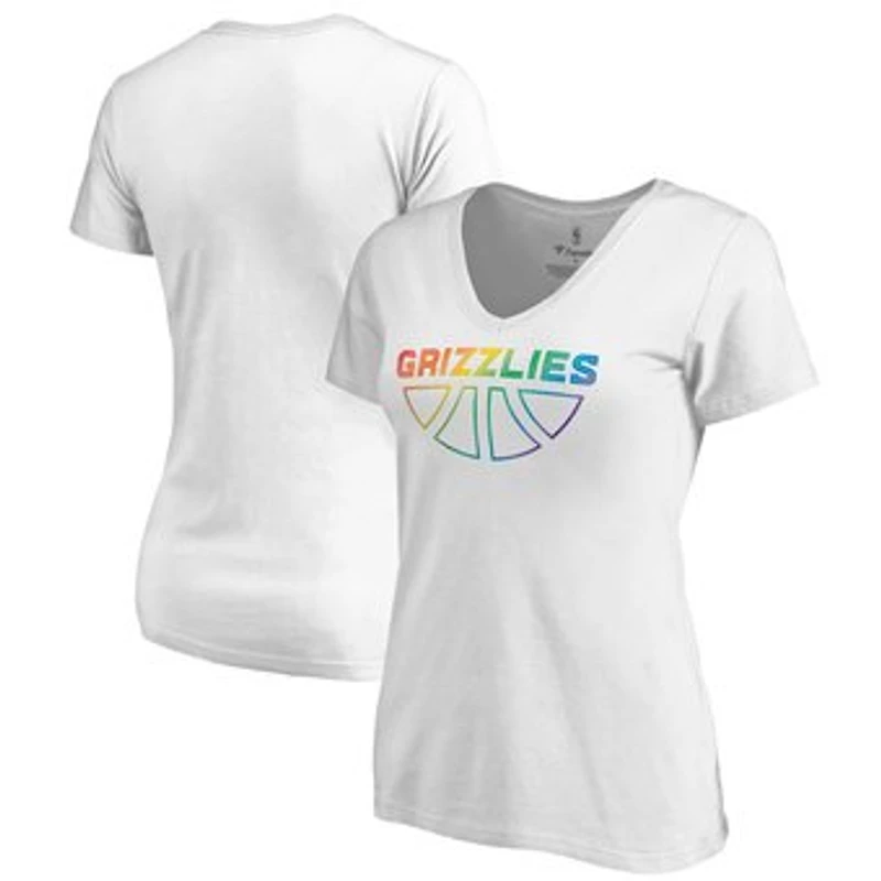 Women's White Memphis Grizzlies Team Pride Wordmark V-Neck T-Shirt