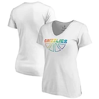 Women's White Memphis Grizzlies Team Pride Wordmark V-Neck T-Shirt