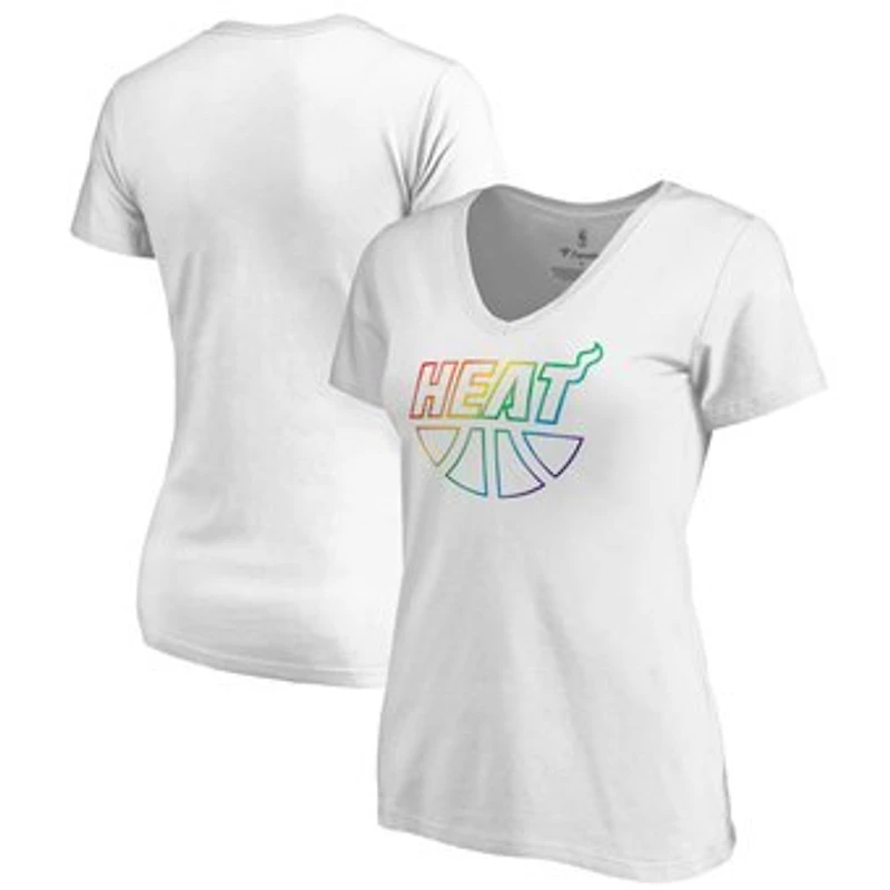 Women's White Miami Heat Team Pride Wordmark V-Neck T-Shirt