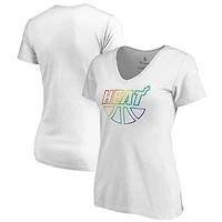 Women's White Miami Heat Team Pride Wordmark V-Neck T-Shirt