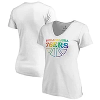 Women's White Philadelphia 76ers Team Pride Wordmark V-Neck T-Shirt