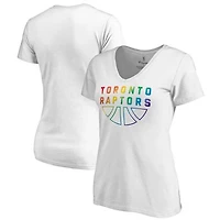Women's White Toronto Raptors Team Pride Wordmark V-Neck T-Shirt