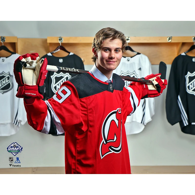Jack Hughes New Jersey Devils Unsigned 2019 NHL Draft Night Photograph