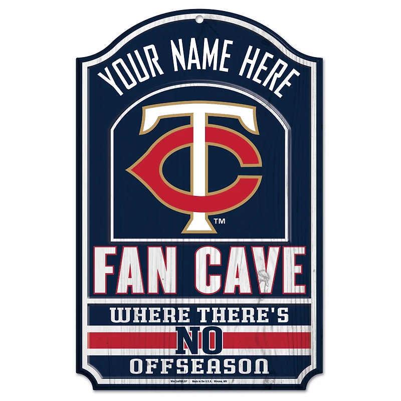 WinCraft Minnesota Twins Personalized 11'' x 17'' Fan Cave Wood Sign