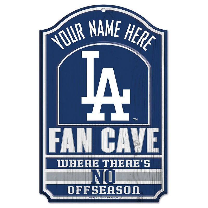 WinCraft Los Angeles Dodgers Personalized 11'' x 17'' Fan Cave Wood Sign