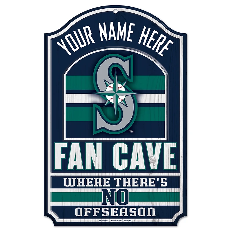 WinCraft Seattle Mariners Personalized 11'' x 17'' Fan Cave Wood Sign