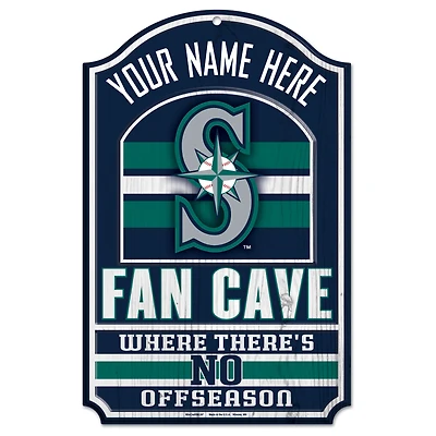 WinCraft Seattle Mariners Personalized 11'' x 17'' Fan Cave Wood Sign