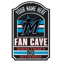 WinCraft Miami Marlins Personalized 11'' x 17'' Fan Cave Wood Sign