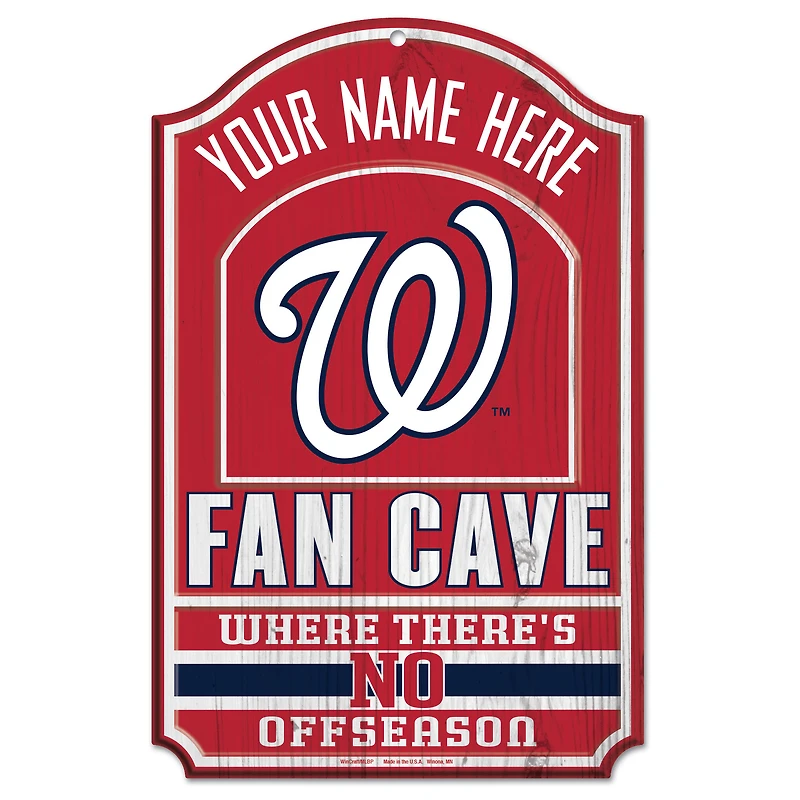 WinCraft Washington Nationals Personalized 11'' x 17'' Fan Cave Wood Sign
