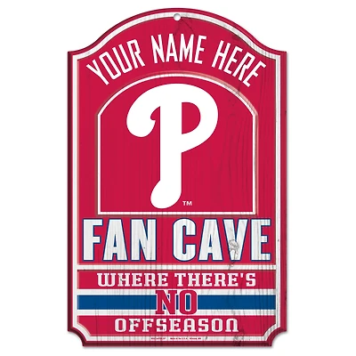WinCraft Philadelphia Phillies Personalized 11'' x 17'' Fan Cave Wood Sign
