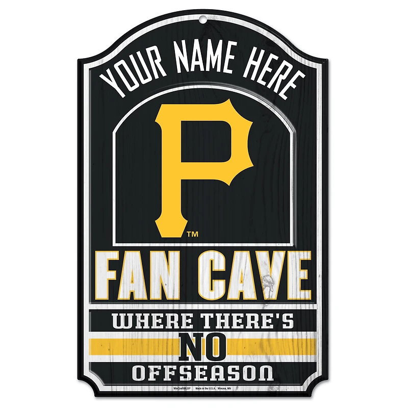 WinCraft Pittsburgh Pirates Personalized 11'' x 17'' Fan Cave Wood Sign