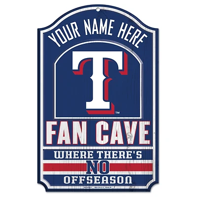 WinCraft Texas Rangers Personalized 11'' x 17'' Fan Cave Wood Sign