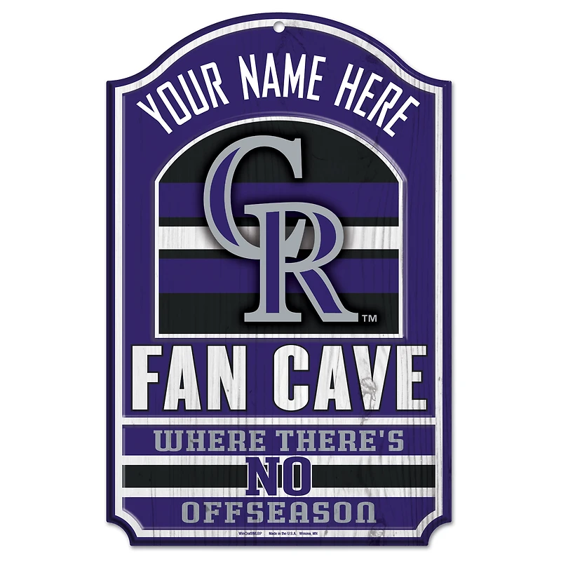 WinCraft Colorado Rockies Personalized 11'' x 17'' Fan Cave Wood Sign