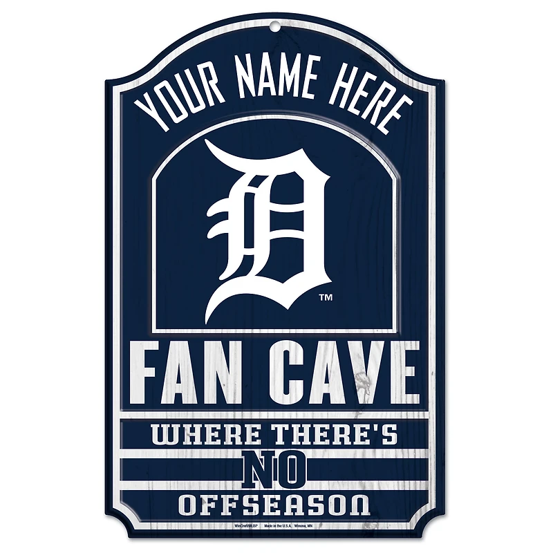 WinCraft Detroit Tigers Personalized 11'' x 17'' Fan Cave Wood Sign