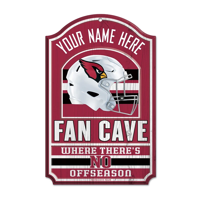WinCraft Arizona Cardinals Personalized 11'' x 17'' Fan Cave Wood Sign