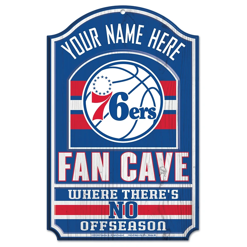 WinCraft Philadelphia 76ers Personalized 11'' x 17'' Fan Cave Wood Sign