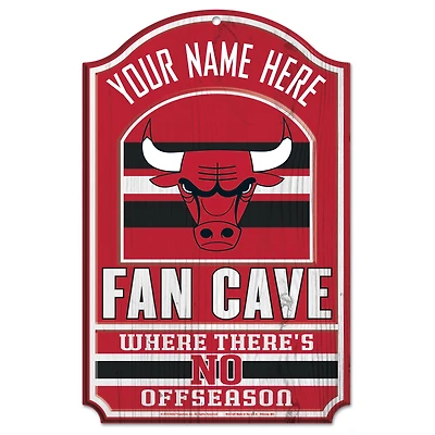 WinCraft Chicago Bulls Personalized 11'' x 17'' Fan Cave Wood Sign