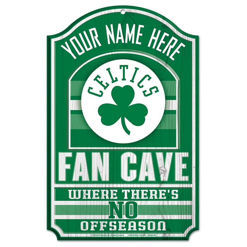 WinCraft Boston Celtics Personalized 11'' x 17'' Fan Cave Wood Sign