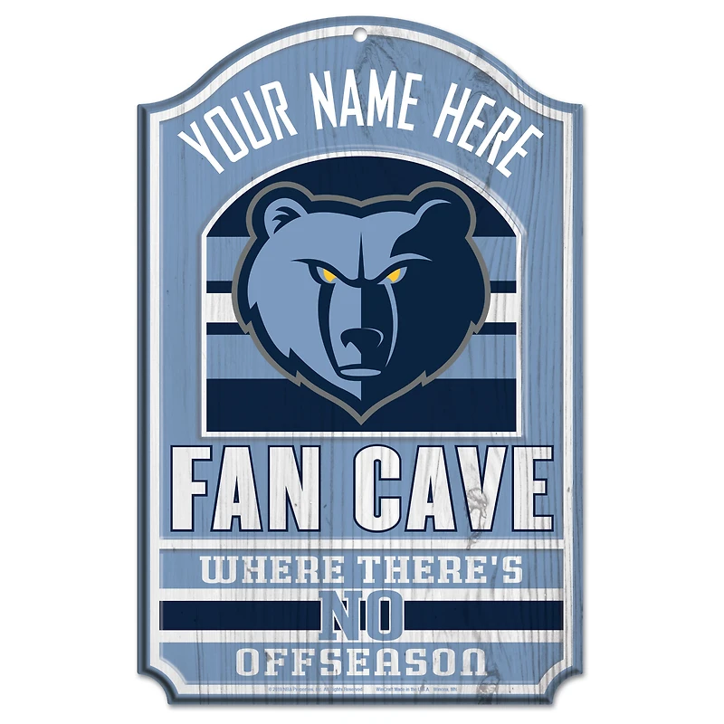WinCraft Memphis Grizzlies Personalized 11'' x 17'' Fan Cave Wood Sign
