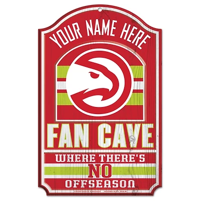 WinCraft Atlanta Hawks Personalized 11'' x 17'' Fan Cave Wood Sign