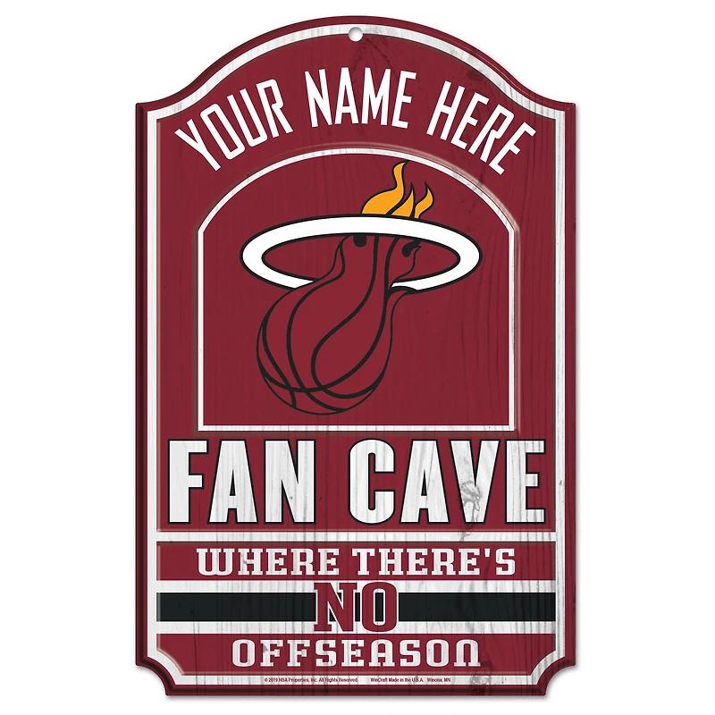 WinCraft Miami Heat Personalized 11'' x 17'' Fan Cave Wood Sign
