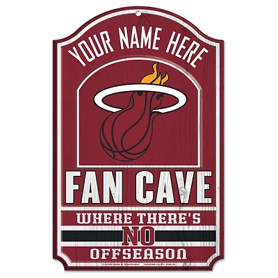 WinCraft Miami Heat Personalized 11'' x 17'' Fan Cave Wood Sign