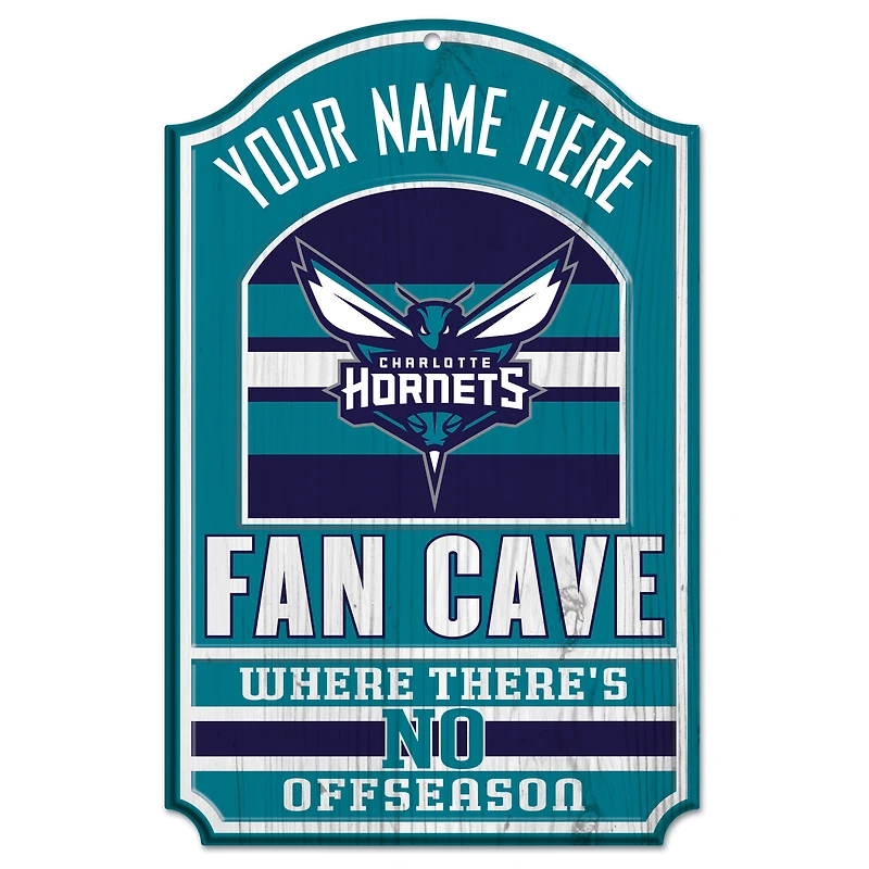 WinCraft Charlotte Hornets Personalized 11'' x 17'' Fan Cave Wood Sign