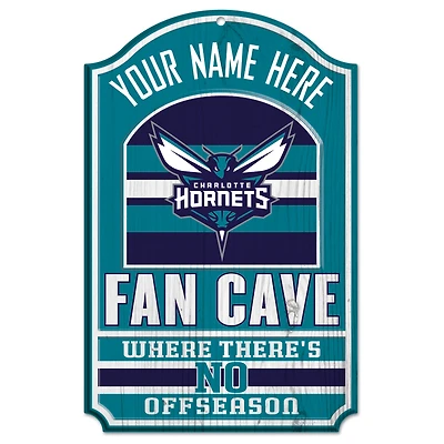 WinCraft Charlotte Hornets Personalized 11'' x 17'' Fan Cave Wood Sign