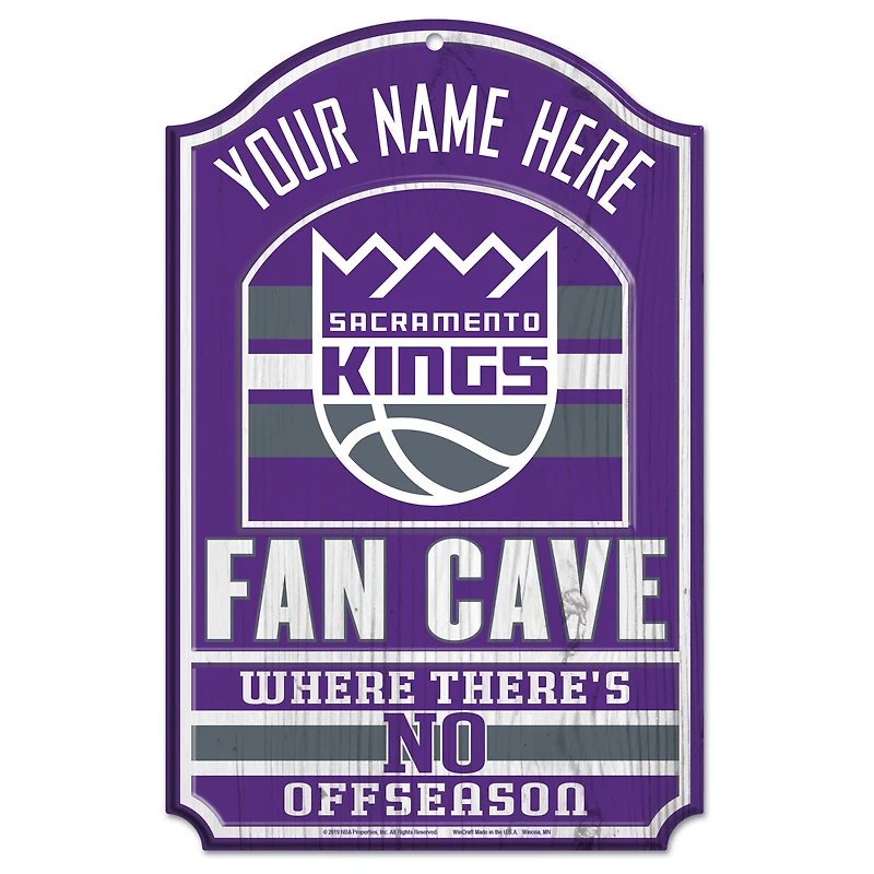 WinCraft Sacramento Kings Personalized 11'' x 17'' Fan Cave Wood Sign