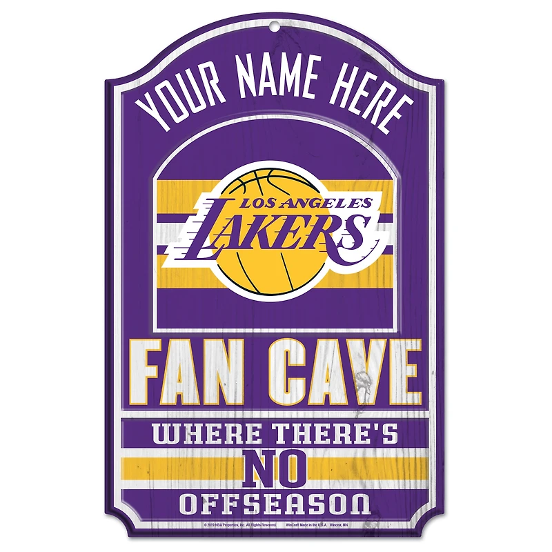 WinCraft Los Angeles Lakers Personalized 11'' x 17'' Fan Cave Wood Sign