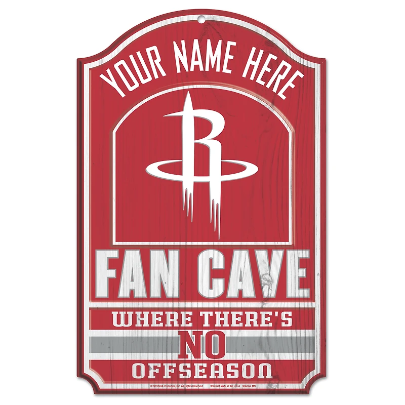 WinCraft Houston Rockets Personalized 11'' x 17'' Fan Cave Wood Sign