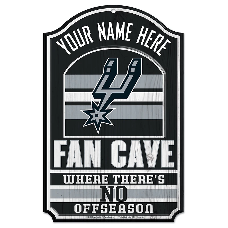 WinCraft San Antonio Spurs Personalized 11'' x 17'' Fan Cave Wood Sign