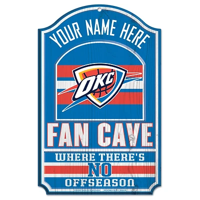 WinCraft Oklahoma City Thunder Personalized 11'' x 17'' Fan Cave Wood Sign