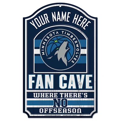 WinCraft Minnesota Timberwolves Personalized 11'' x 17'' Fan Cave Wood Sign