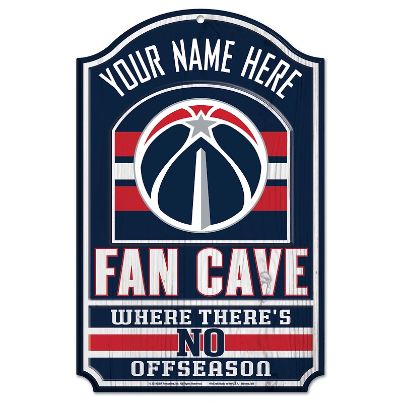 WinCraft Washington Wizards Personalized 11'' x 17'' Fan Cave Wood Sign