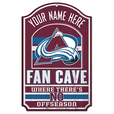 WinCraft Colorado Avalanche Personalized 11'' x 17'' Fan Cave Wood Sign