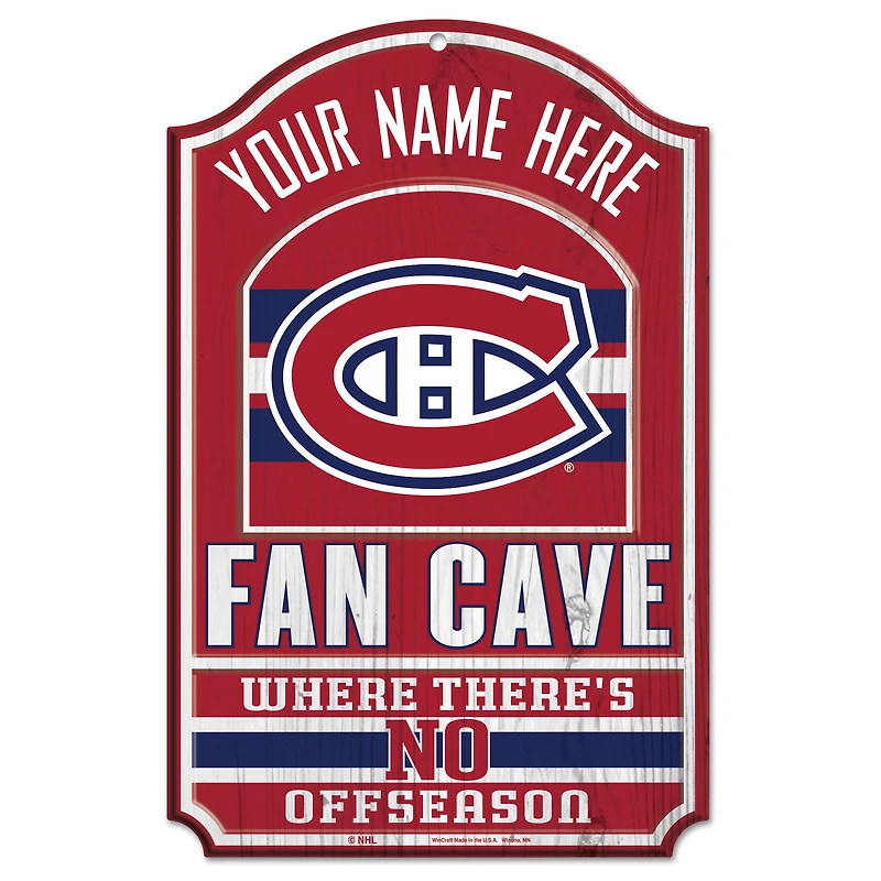 WinCraft Montreal Canadiens Personalized 11'' x 17'' Fan Cave Wood Sign