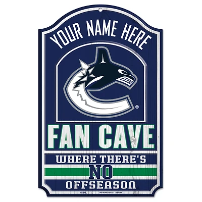 WinCraft Vancouver Canucks Personalized 11'' x 17'' Fan Cave Wood Sign